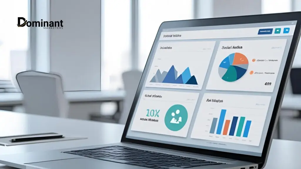 A top-tier digital strategist reviewing high-ROI data and conversion growth charts on a dashboard for the Best Performance Marketing Agency in Islamabad during a strategic planning session.